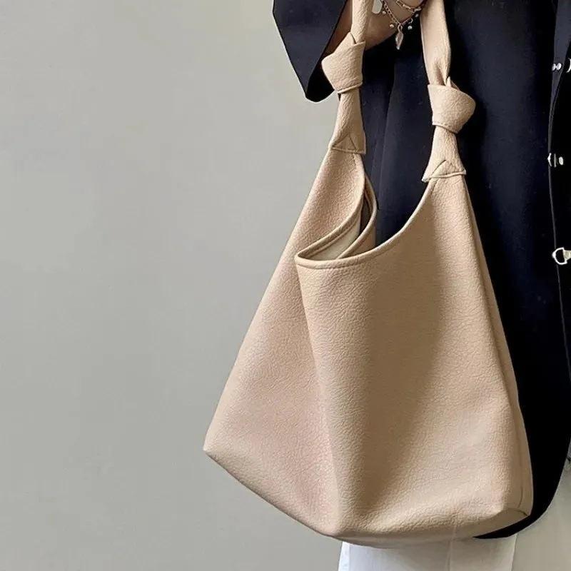TAVIMART  -  Korean Fashion Womens Shoulder Bag Apricot Elegant Gentle Summer Large Capacity Leather Tote Bag Casual Daily New Handbag
