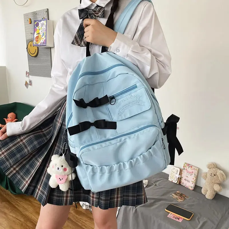 TAVIMART  -  Sweet Cute Girl Bow Backpack Casual Big Capacity Schoolbag Handbag Student Leisure Travel Backpack