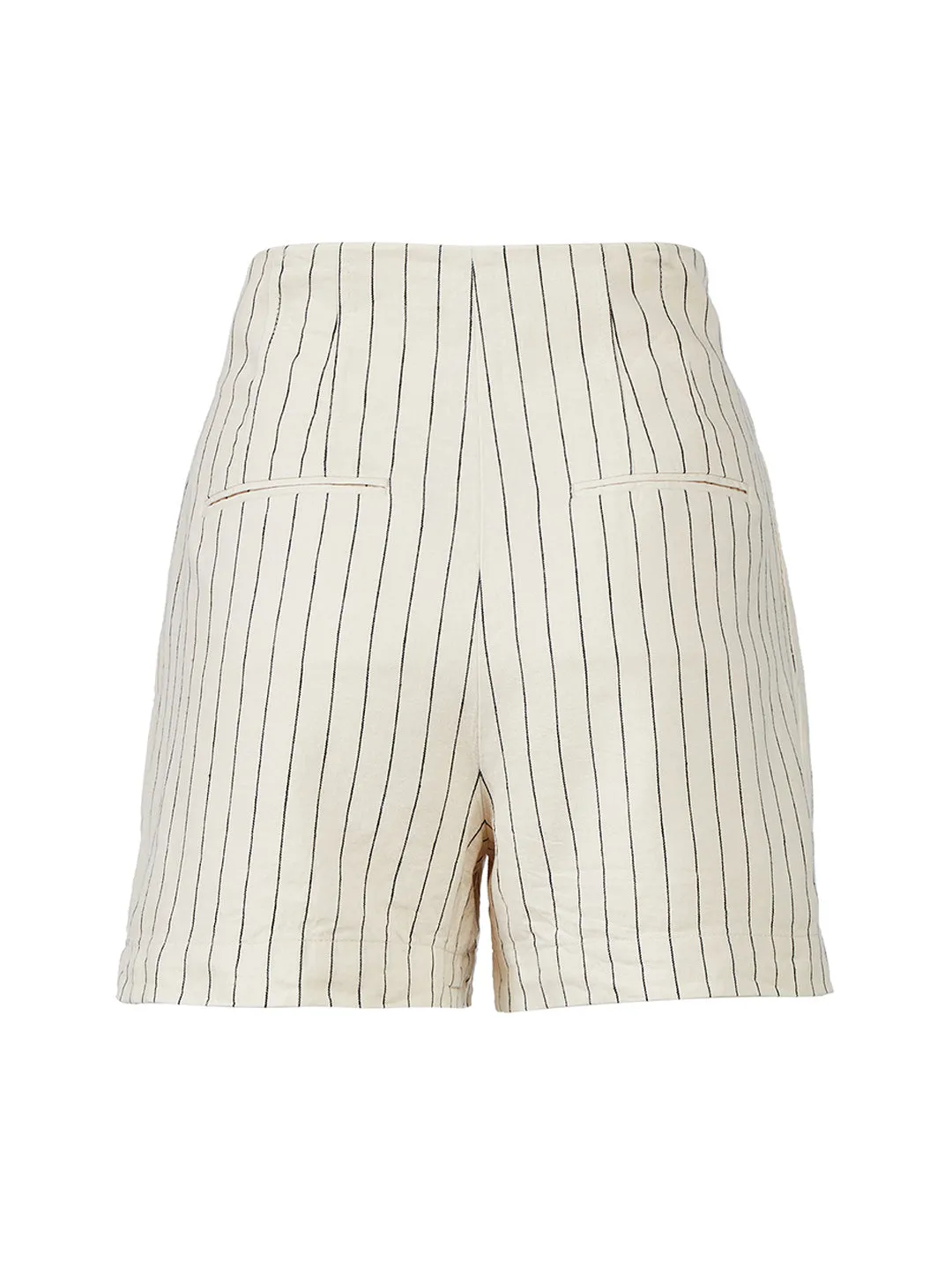 The Pinstripe Paperbag Short in Ivory Multi