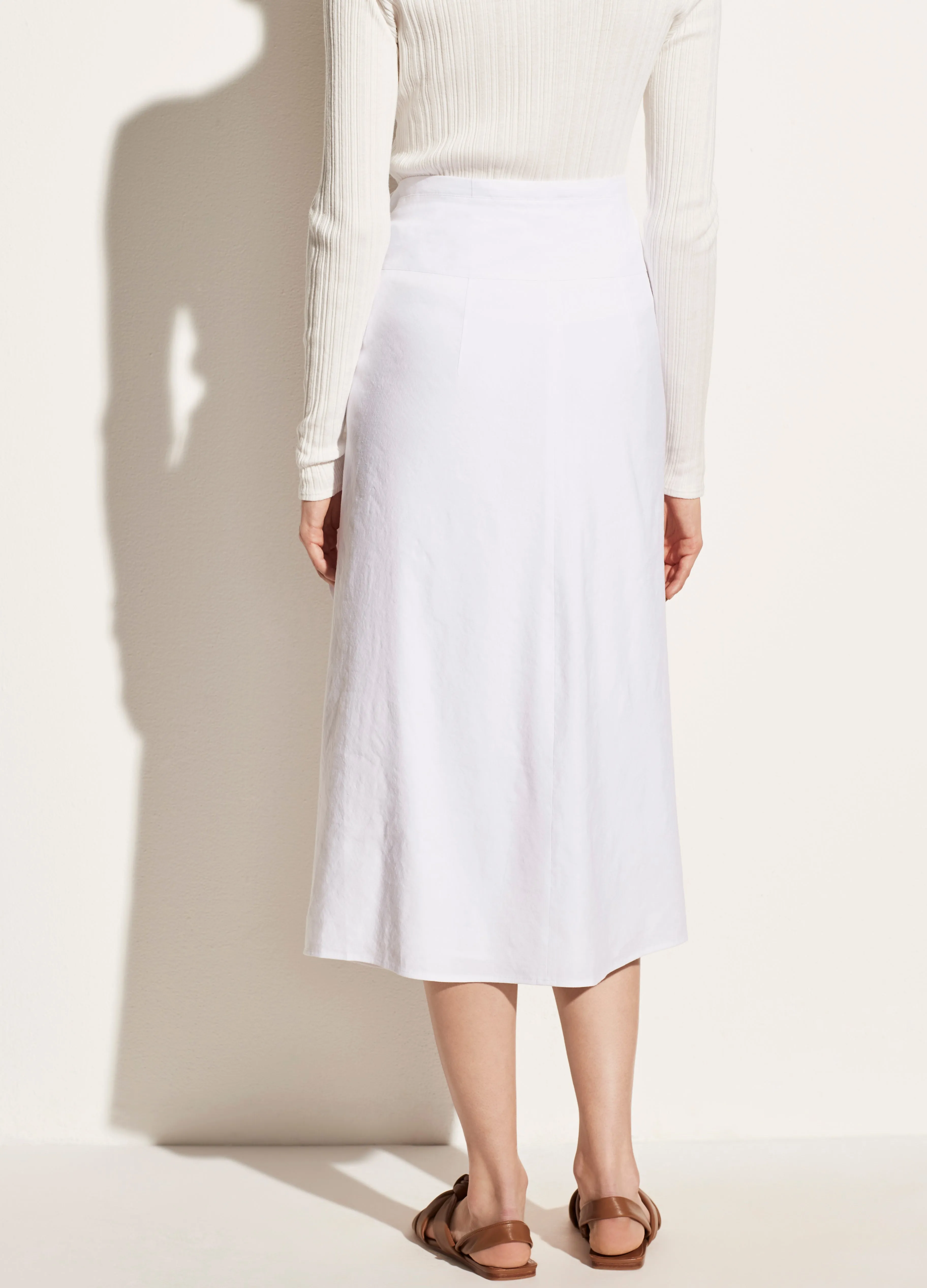 Tie Front Linen Skirt in Optic White