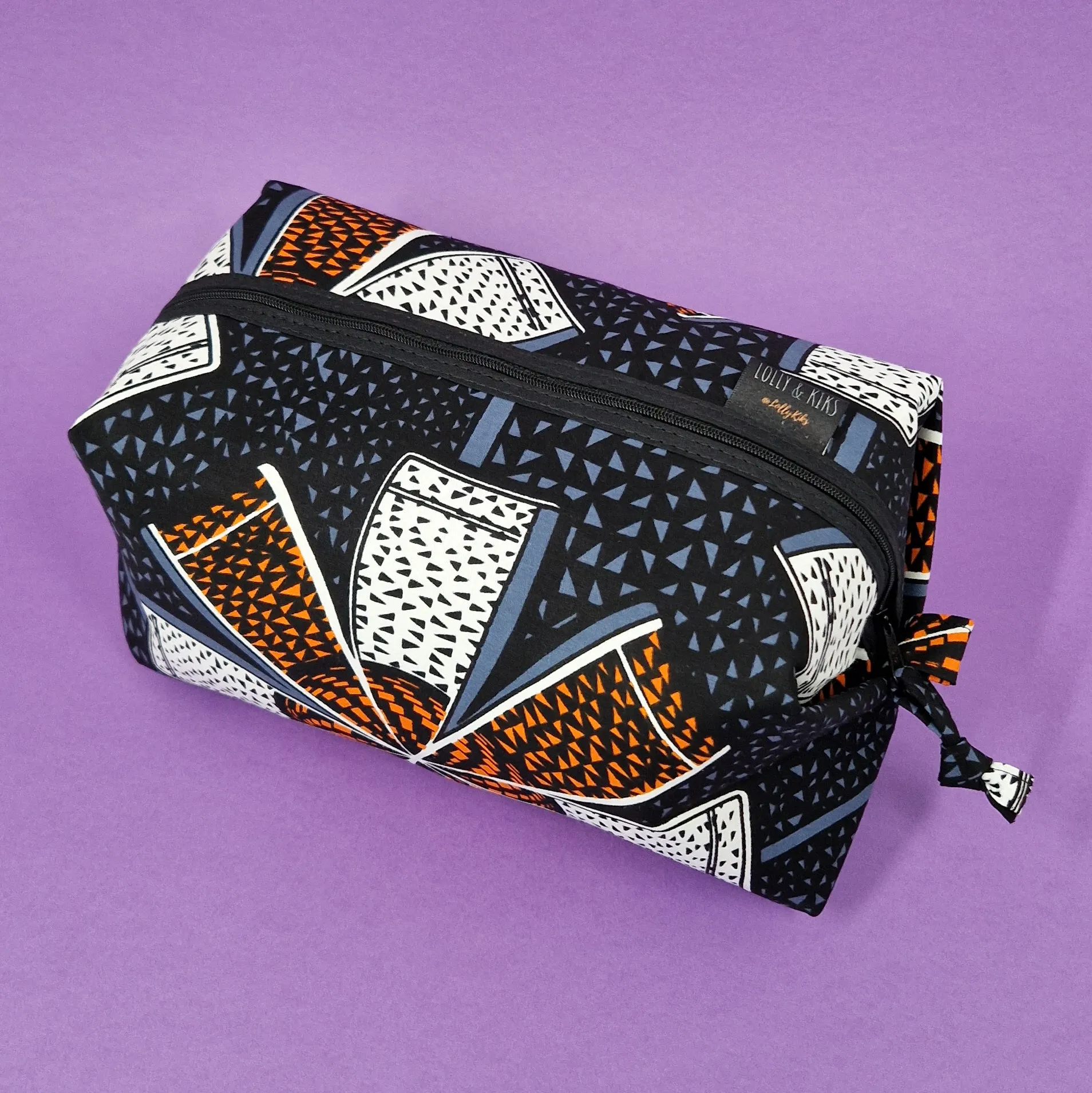 Toiletry Wash Bag - Grey and Orange