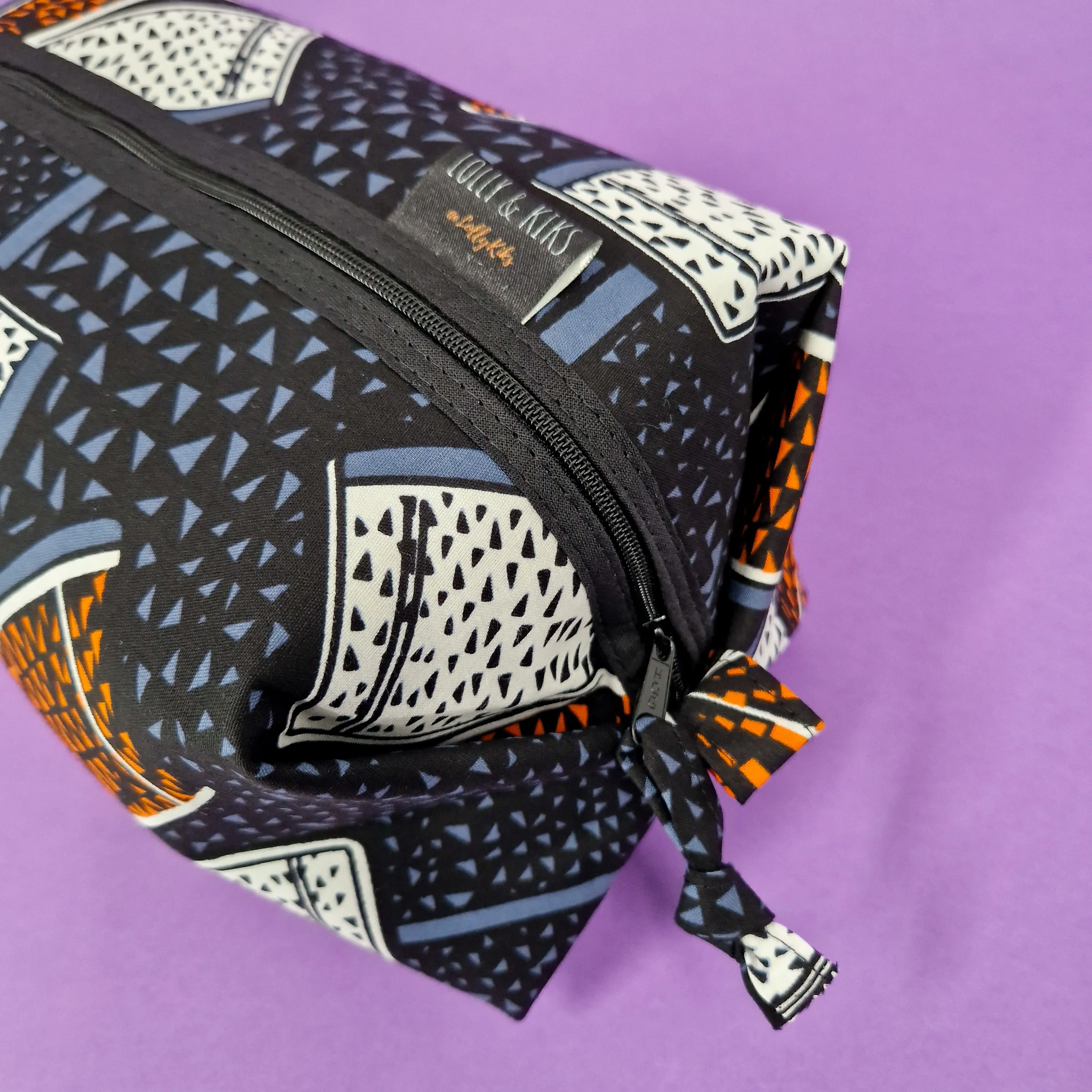 Toiletry Wash Bag - Grey and Orange