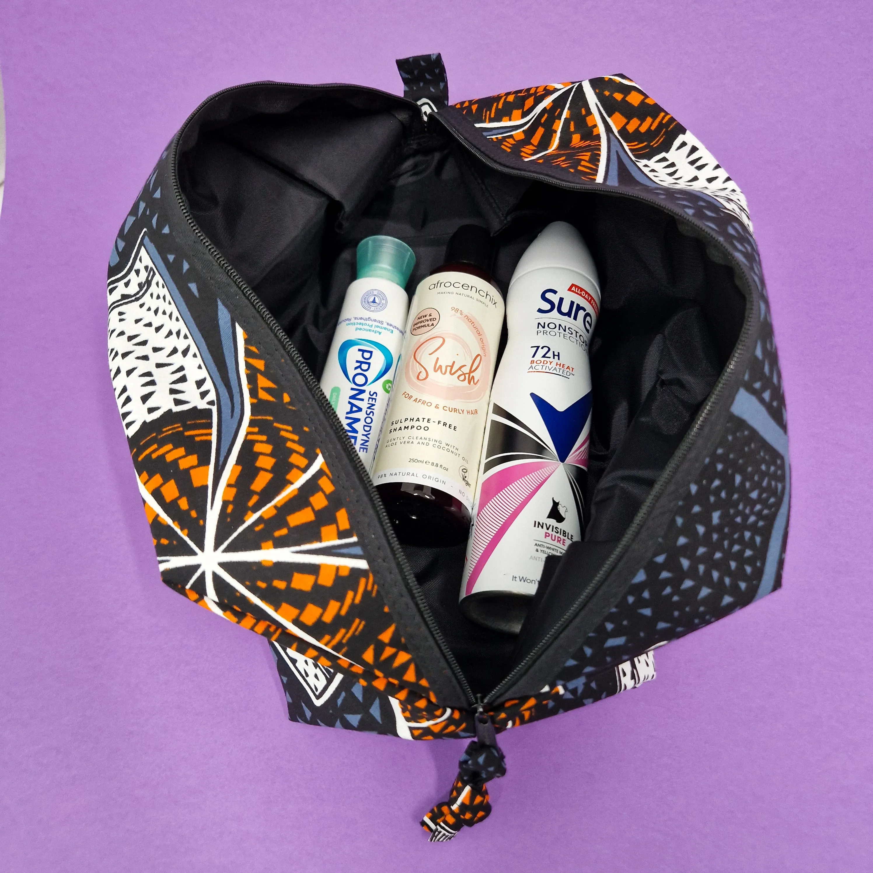 Toiletry Wash Bag - Grey and Orange
