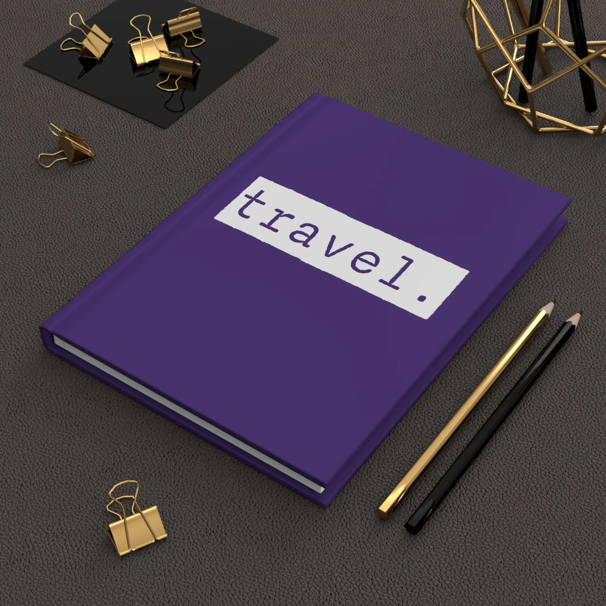 Travel Purple Matte Hardcover Journal | Trip Tracker Blank Book | Lined Notebook Diary Log