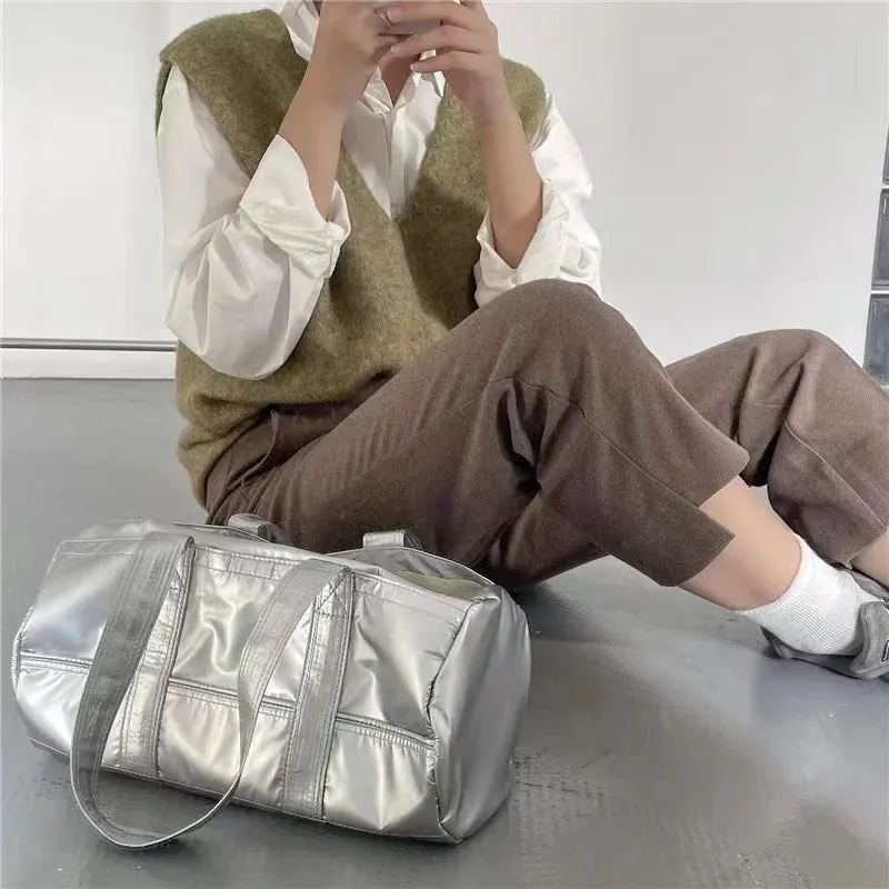 Uniwim Retro Sliver Shoulder Bag Women New Vintage High Street Handle Casual Handbag Female Harajuku Solid Underarm Bag Y2k