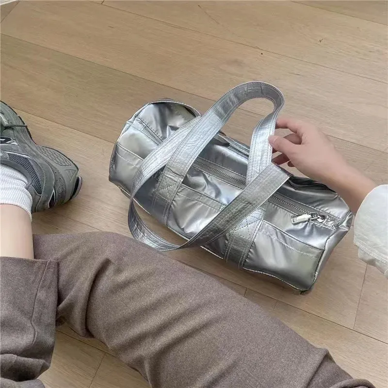 Uniwim Retro Sliver Shoulder Bag Women New Vintage High Street Handle Casual Handbag Female Harajuku Solid Underarm Bag Y2k