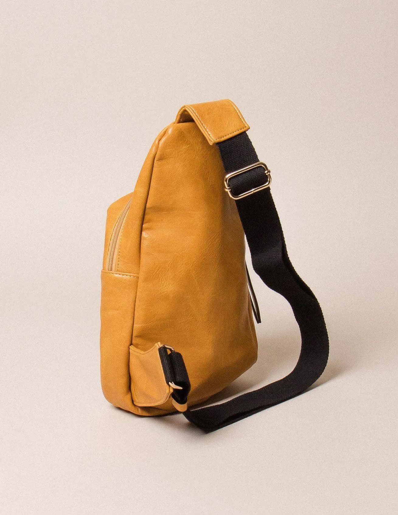 Vegan Leather Crossbody Shoulder Bag - Mustard