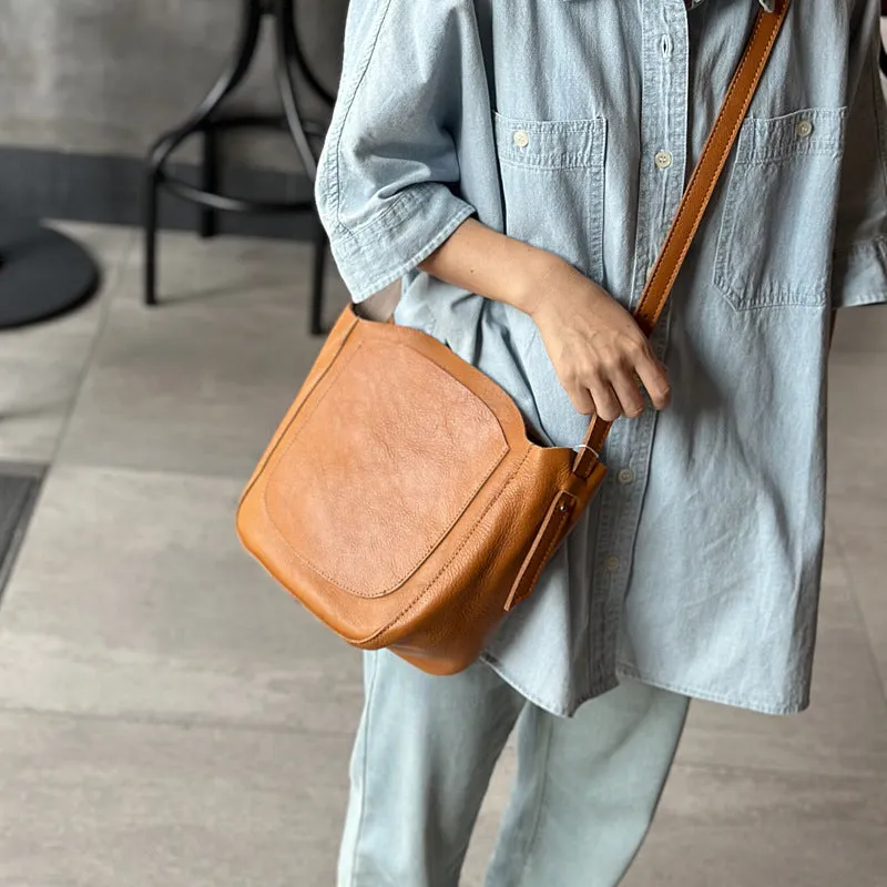 Vintage Coffee Brown Womens Small Leather Shoulder Bag Leather Crossbody Bag
