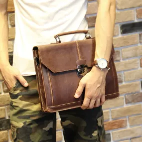 Vintage Men's Bags Coffee Color Fashion Portfolio 12" Laptop Handbag
