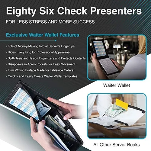Waiter Wallet Deluxe Server Book Organizer and Restaurant Guest Order Pad for Waitresses, Waiters and Bartenders, Medium Size fits Apron Pockets