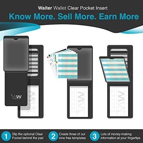 Waiter Wallet Deluxe Server Book Organizer and Restaurant Guest Order Pad for Waitresses, Waiters and Bartenders, Medium Size fits Apron Pockets