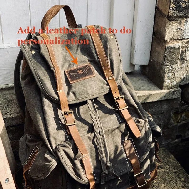 Waxed Canvas School Backpack Large Capacity Travel Backpack Men's Hiking Rucksack Christmas Gifts