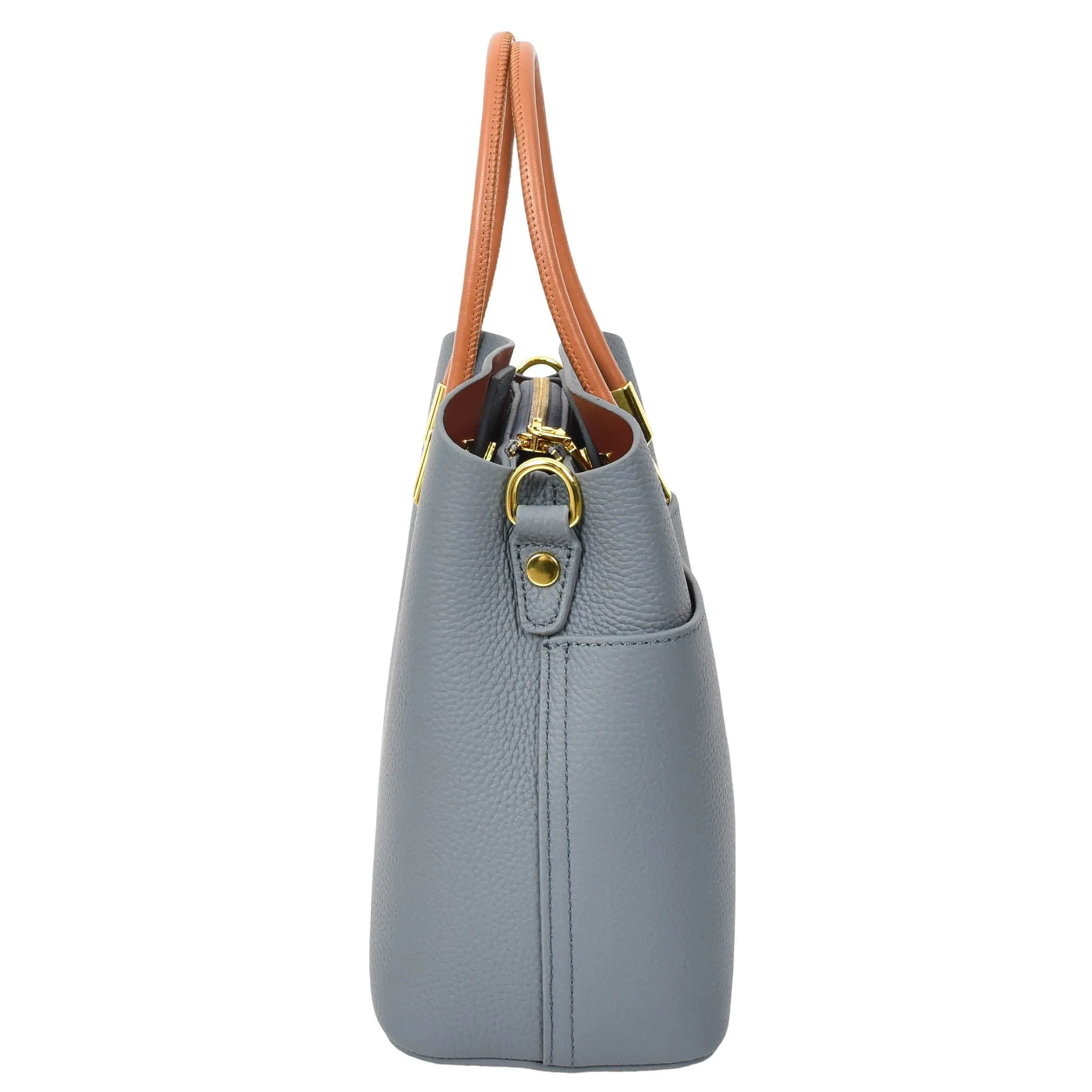 Womens Leather Top Handle Bag Ella Sky Blue