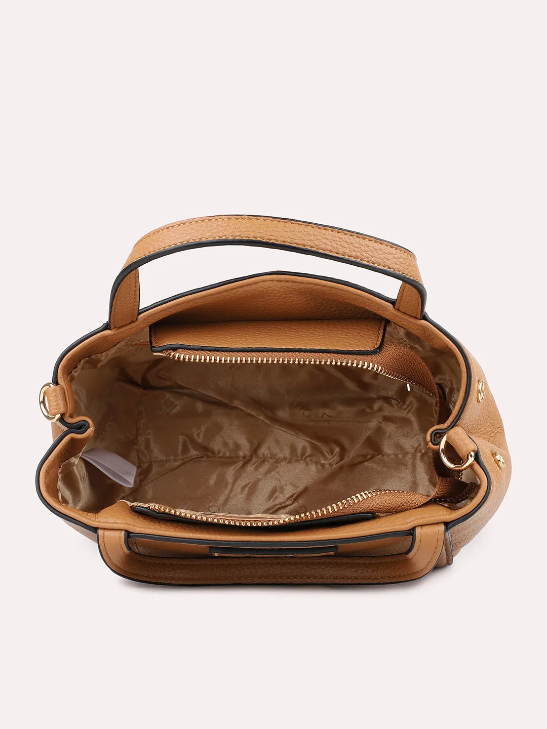Womens Tan Textured Sling Bag