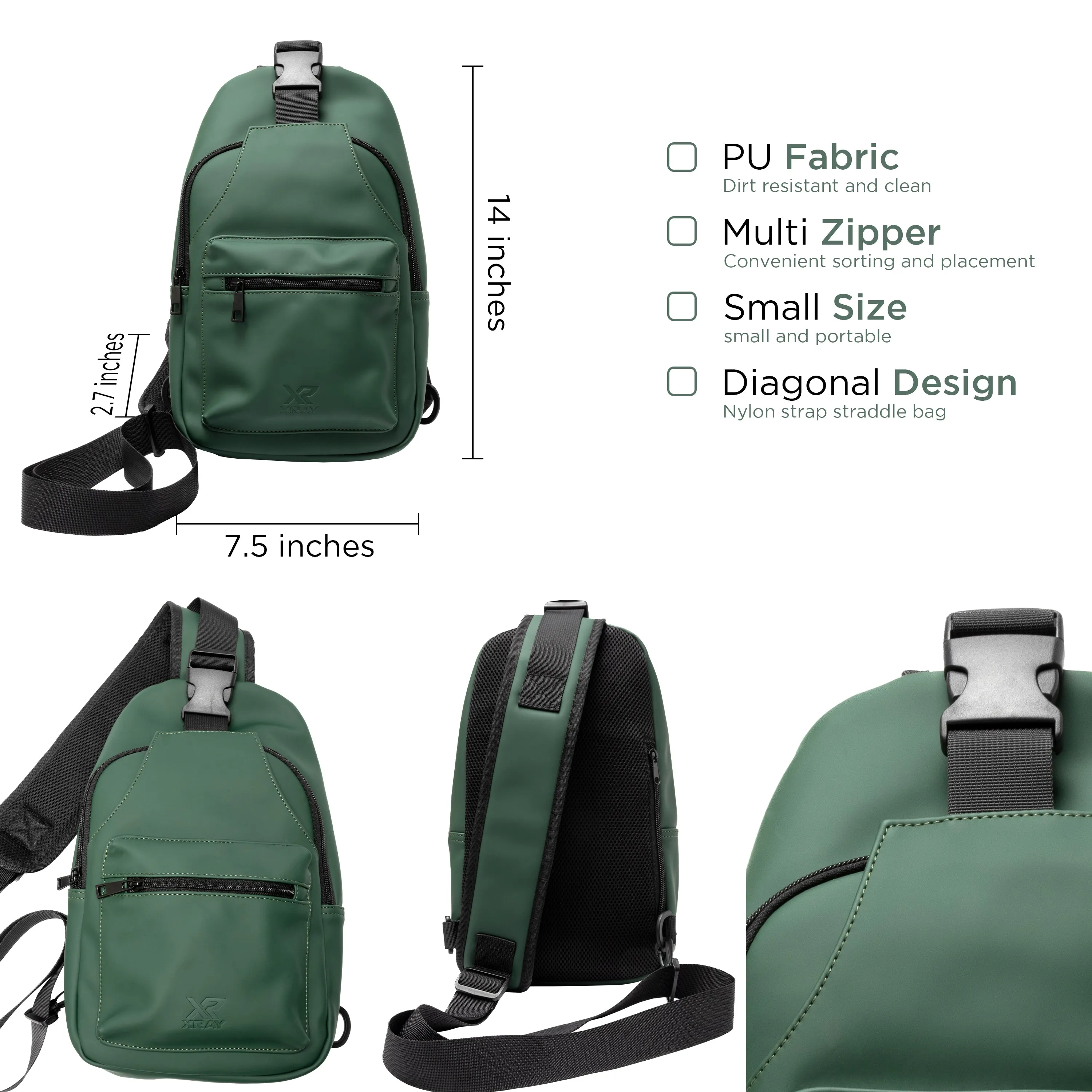 X RAY Men's Women's PU Leather Crossbody Sling Bag Backpack for Unisex