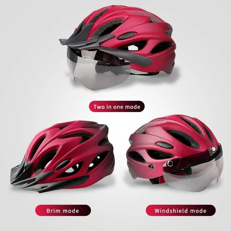 X-TIGER Cycling Helmet Integrally-molded Bicycle Helmet LED Lights MTB Bike Helmet Ultralight Sports Safe Hat With Goggles Visor