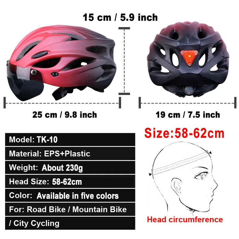 X-TIGER Cycling Helmet Integrally-molded Bicycle Helmet LED Lights MTB Bike Helmet Ultralight Sports Safe Hat With Goggles Visor